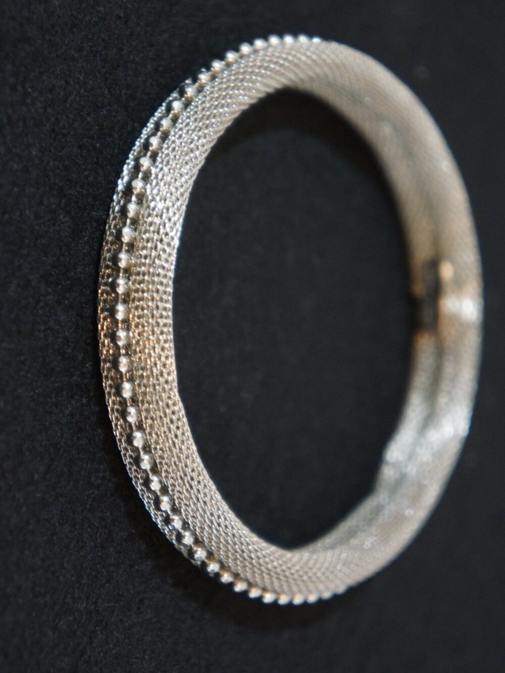 Vintage Cookie Lee Silver Mesh Slip On Bangle 2.5”
